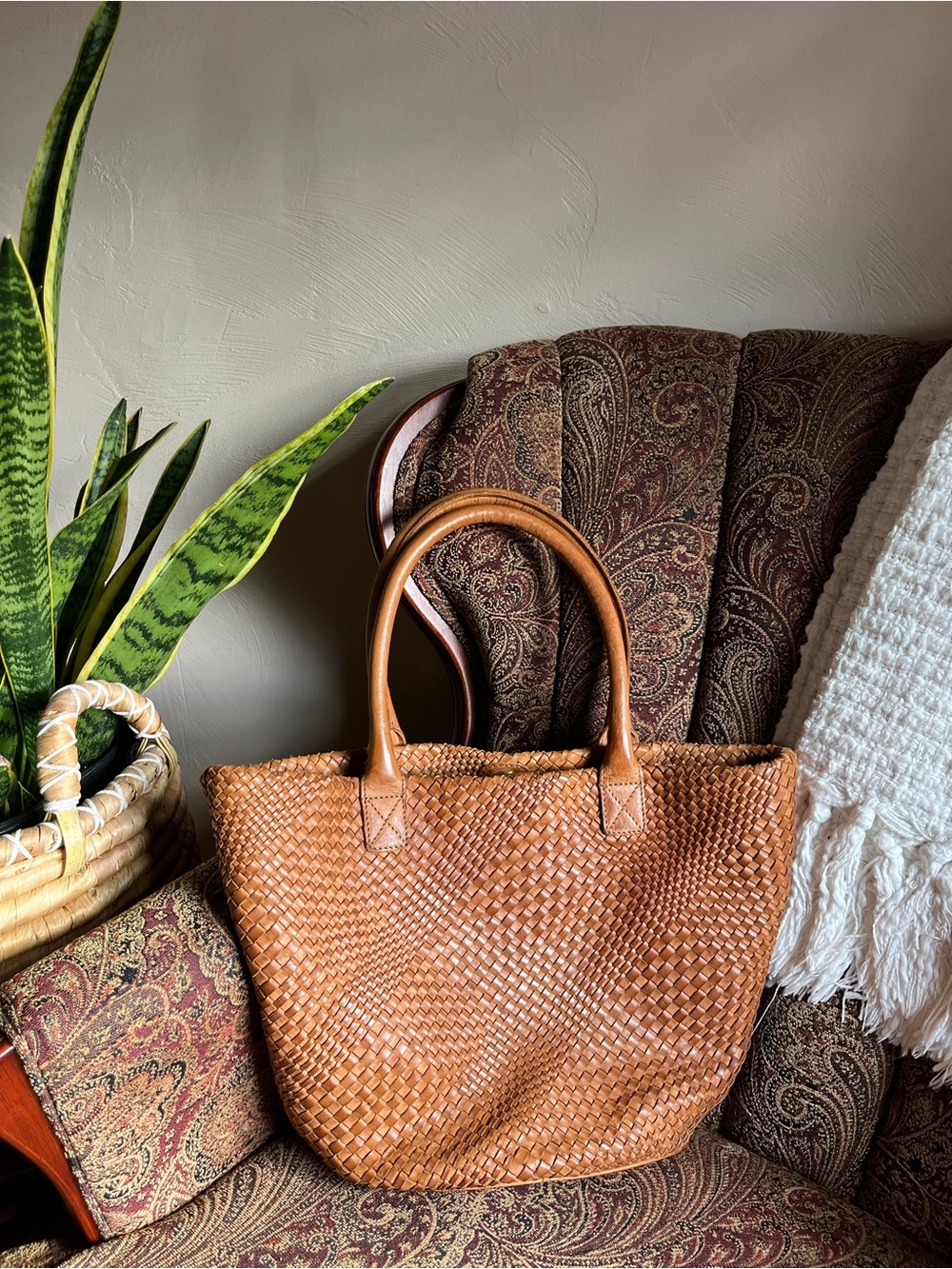 Chestnut Brown Leather Tote Bag